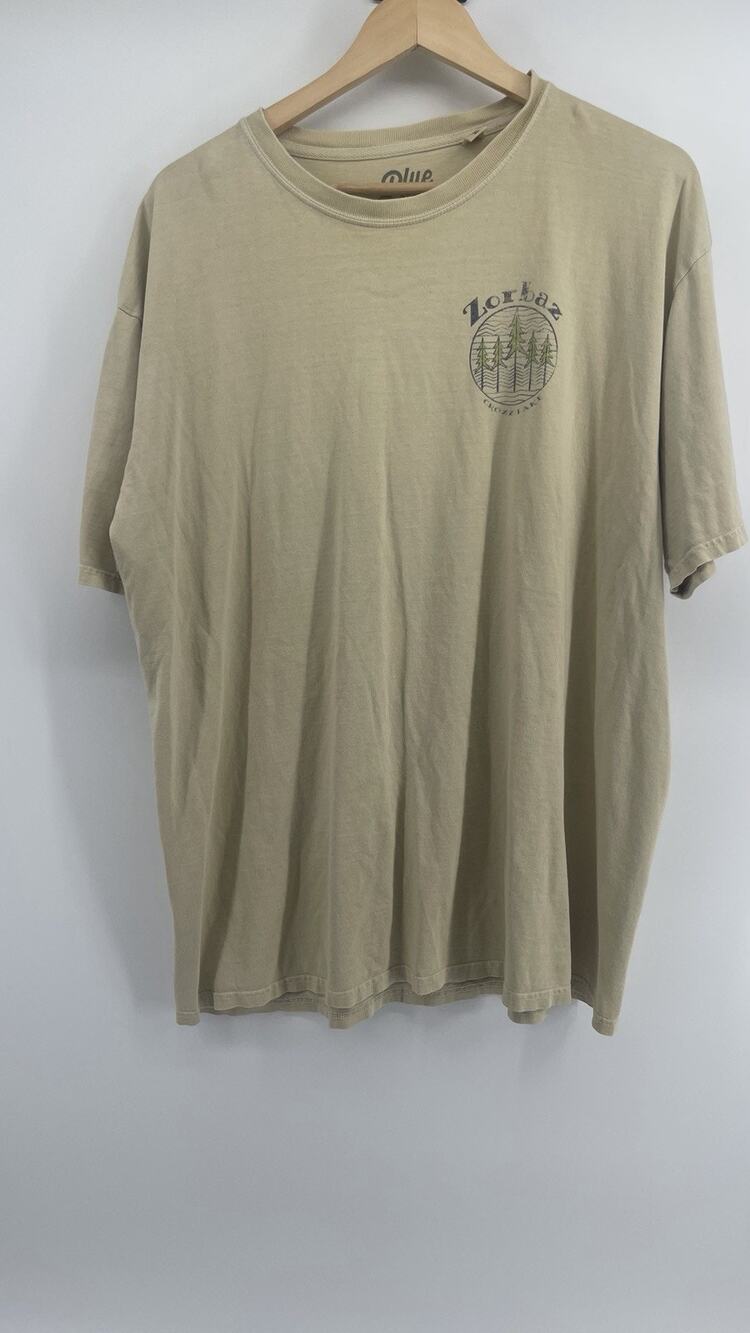 Lorbas Crazy Lake Graphic T Shirt XL Beige Nature Outdoor Double Sided Cotton